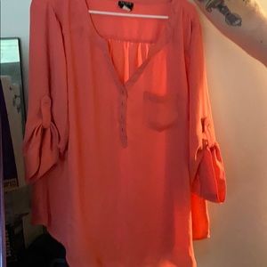 Salmon quarter sleeve blouse